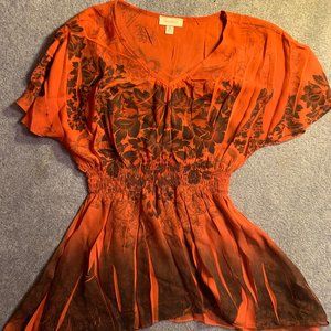 Black and orange empire waist top